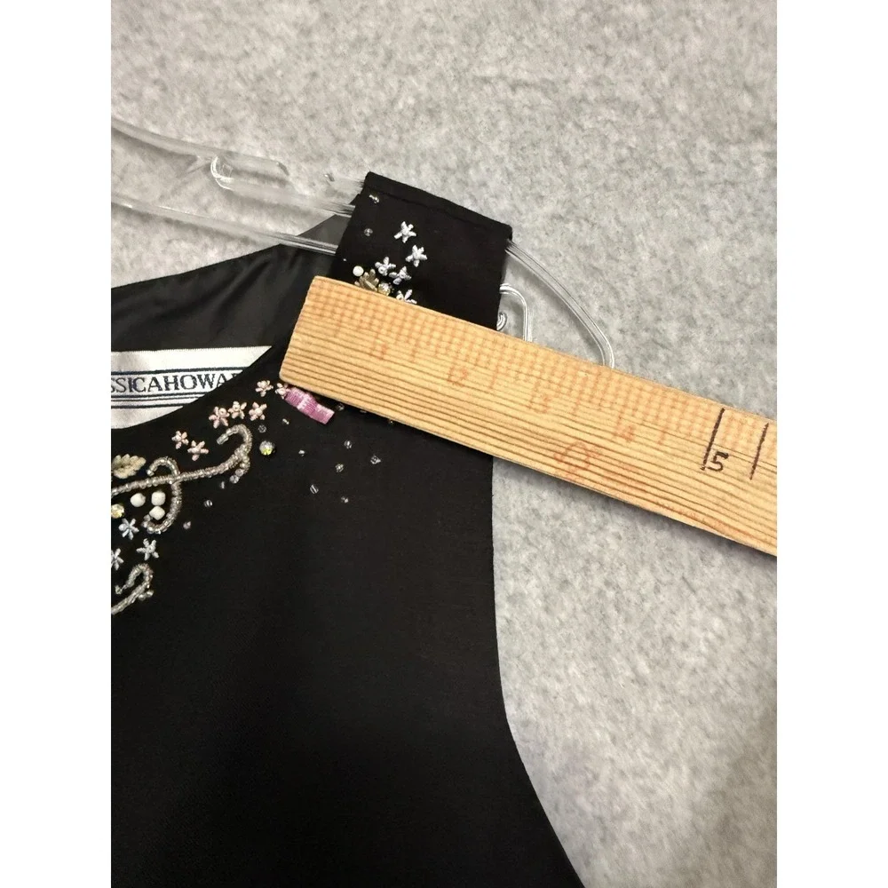 J2K essica Howard Dress Womens‎ 10 Black Beaded Cameo Sheath Midi Victorian